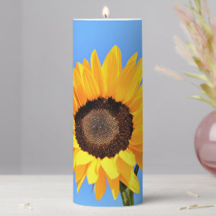 Yellow Sunflower Candle Blue Sky