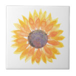Yellow Sunflower Ceramic Tile<br><div class="desc">This unique tile is decorated with a watercolor yellow sunflower.
Original Watercolor © Michele Davies.</div>