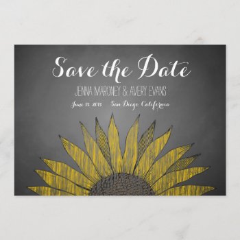 Yellow Sunflower Chalk Save The Date by GreenLeafDesigns at Zazzle