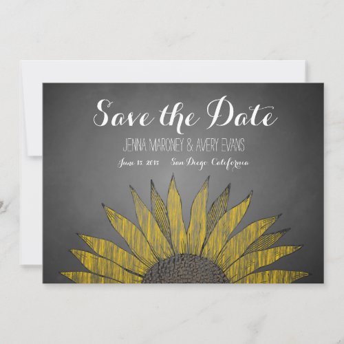 Yellow Sunflower Chalk Save the Date