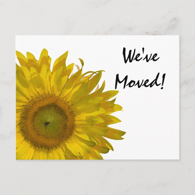 Yellow Sunflower Change of Address Announcement Postcard (Front)