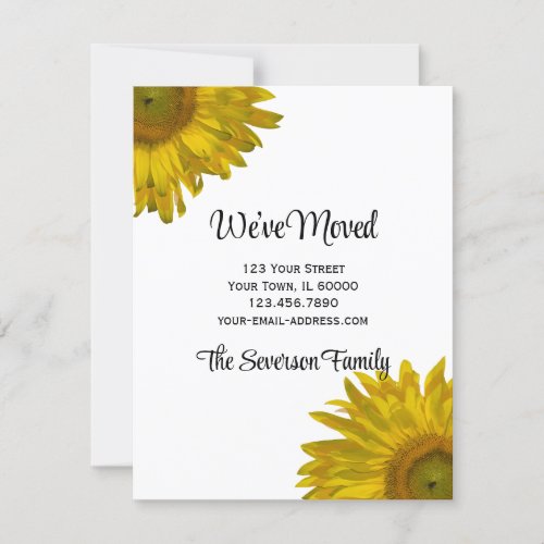 Yellow Sunflower Change of Address Announcements