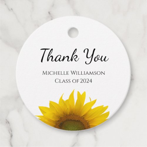Yellow Sunflower Class of 2024 Graduate Thank You Favor Tags