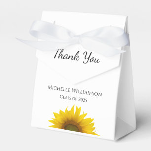 Yellow Sunflower Class of 2025 Graduate Thank You Favor Boxes