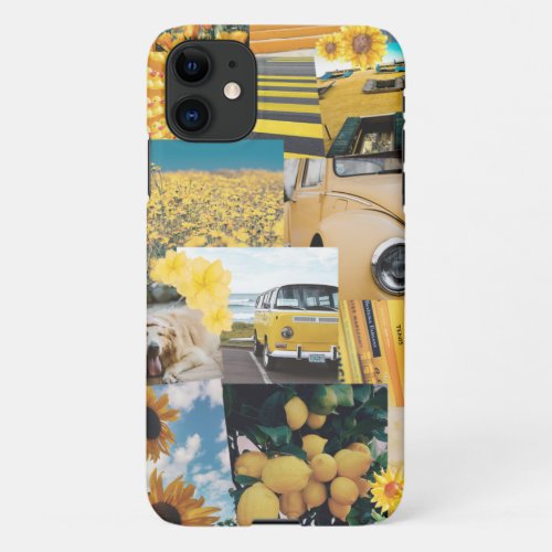 Yellow Sunflower Collage Aesthetic iPhone 11 Case