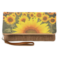 Yellow Sunflower Colorful Country Garden Clutch