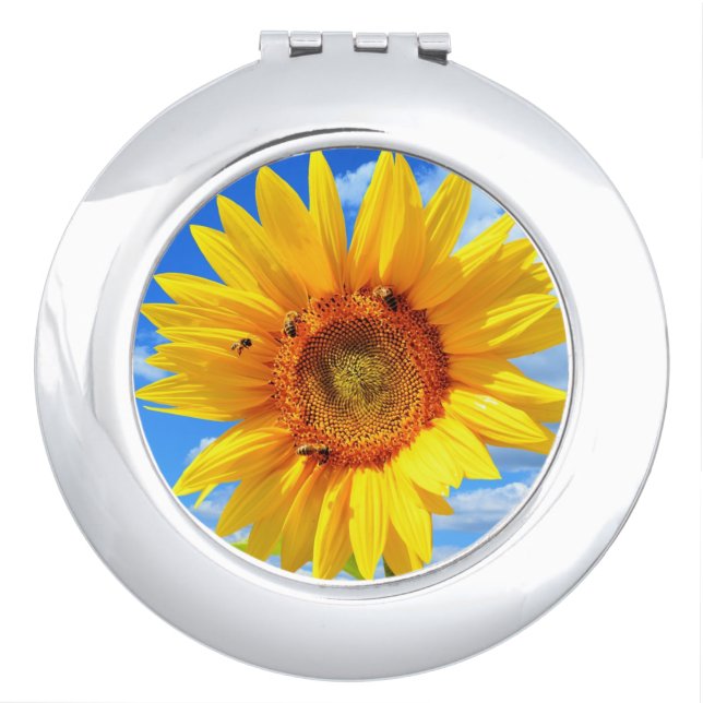 Yellow Sunflower Compact Mirror (Front)