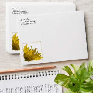 Yellow Sunflower Corner Envelope