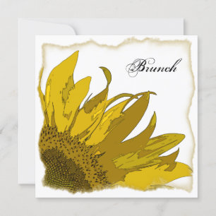 Yellow Sunflower Corner Post Wedding Brunch Invitation