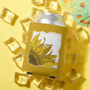 Yellow Sunflower Corner Wedding Favors Can Cooler