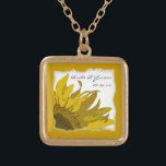 Yellow Sunflower Corner Wedding Gold Plated Necklace<br><div class="desc">The pretty Yellow Sunflower Corner Wedding Pendant Necklace makes a unique personalized keepsake gift for the bride or her bridesmaids. Customize it with the personal names of the bride and groom and marriage ceremony date or your own text, if desired. This elegant custom botanical wedding necklace features a digitally enhanced...</div>