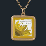 Yellow Sunflower Corner Wedding Gold Plated Necklace<br><div class="desc">The pretty Yellow Sunflower Corner Wedding Pendant Necklace makes a unique personalized keepsake gift for the bride or her bridesmaids. Customize it with the personal names of the bride and groom and marriage ceremony date or your own text, if desired. This elegant custom botanical wedding necklace features a digitally enhanced...</div>