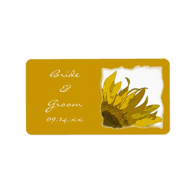 Yellow Sunflower Corner Wedding Label (Front)