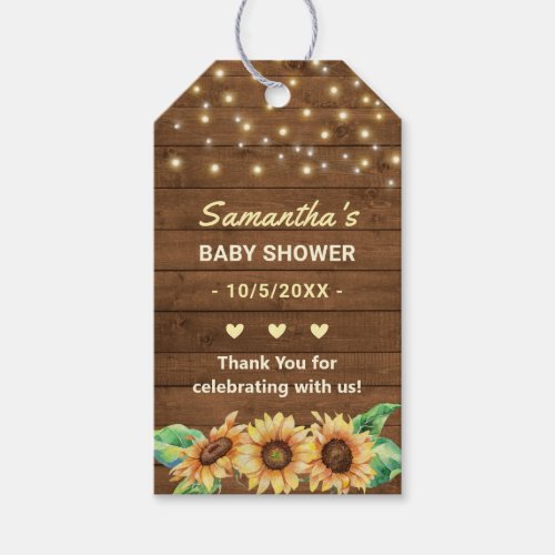 Yellow Sunflower Country Neutral Baby Shower Favor Gift Tags