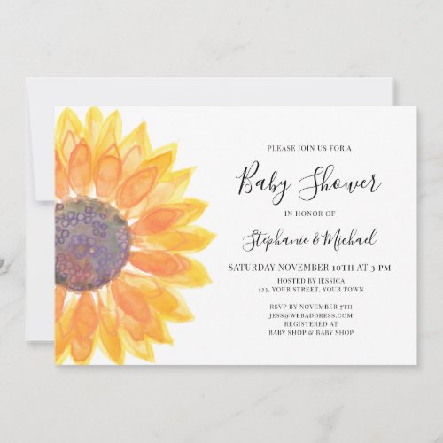 Yellow Sunflower Couples Baby Shower Invitation