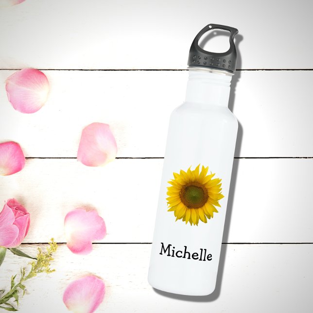 Yellow Sunflower Custom Cute Floral Stainless Steel Water Bottle (Creator Uploaded)