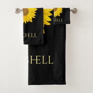 Yellow Sunflower Custom Name Black