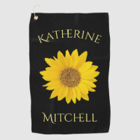 Yellow Sunflower Custom Name Black