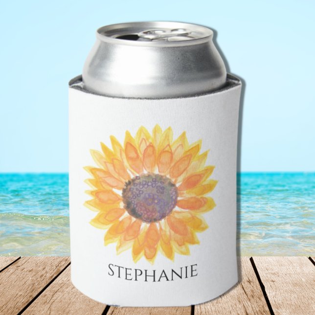 Yellow Sunflower Custom Name Can Cooler (Creator Uploaded)