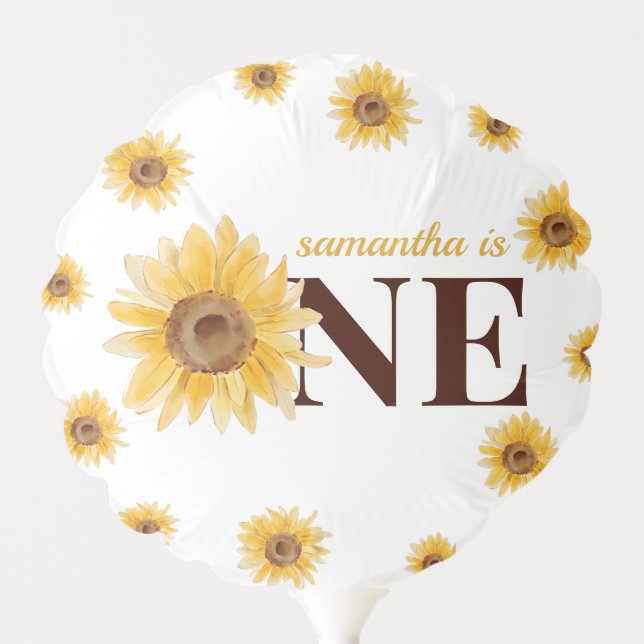 Yellow Sunflower Custom Photo 1st Birthday Balloon (Front)