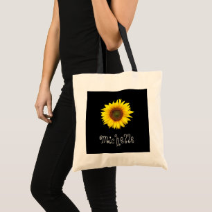 Yellow Sunflower Cute Floral Black Personalized To Tote Bag