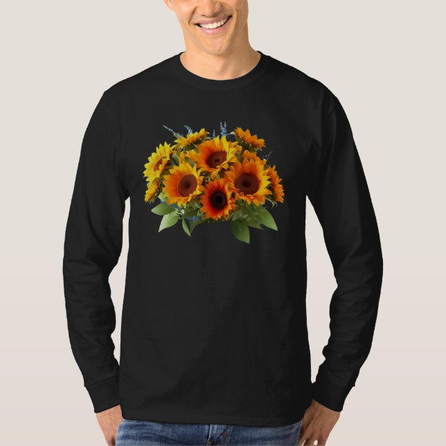 Yellow Sunflower Cute summer Sun flowers Floral Po T-Shirt (Front)