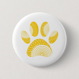 Yellow Sunflower Dog Paw Print Button
