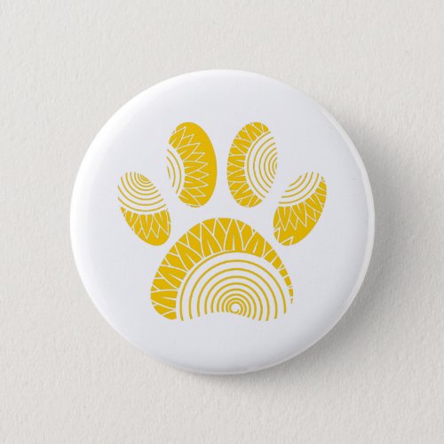 Yellow Sunflower Dog Paw Print Button