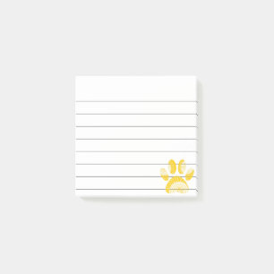 Yellow Sunflower Dog Paw Print Lined 3x3 Post-it Notes
