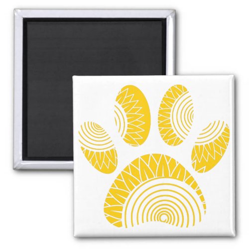 Yellow Sunflower Dog Paw Print Magnet