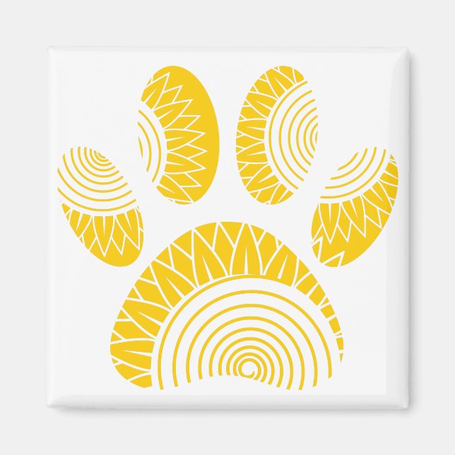 Yellow Sunflower Dog Paw Print Magnet (Front)