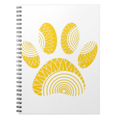 Yellow Sunflower Dog Paw Print Notebook