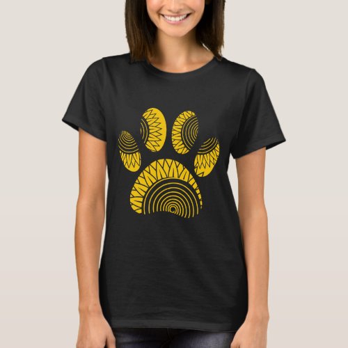 Yellow Sunflower Dog Paw Print T_Shirt