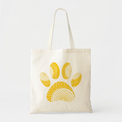 Yellow Sunflower Dog Paw Print Tote Bag