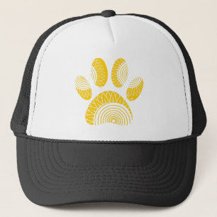 Yellow Sunflower Dog Paw Print Trucker Hat