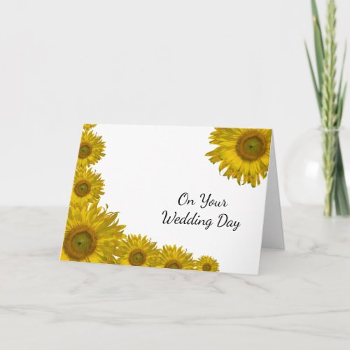Yellow Sunflower Edge Blended Family Wedding Card