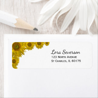 Yellow Sunflower Edge Return Address Label