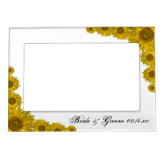 Yellow Sunflower Edge Wedding Magnetic Frame
