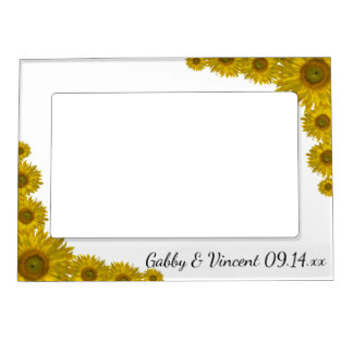 Yellow Sunflower Edge Wedding Magnetic Frame