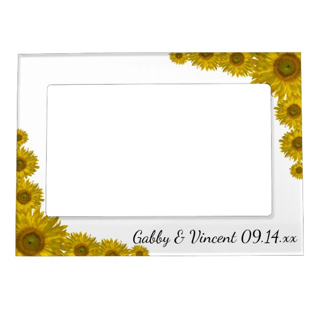 Yellow Sunflower Edge Wedding Magnetic Frame (Front)