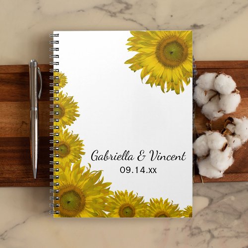 Yellow Sunflower Edge Wedding Notebook