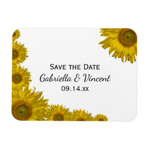 Yellow Sunflower Edge Wedding Save the Date Magnet
