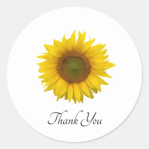 Yellow Sunflower Elegant Typography Floral Classic Round Sticker