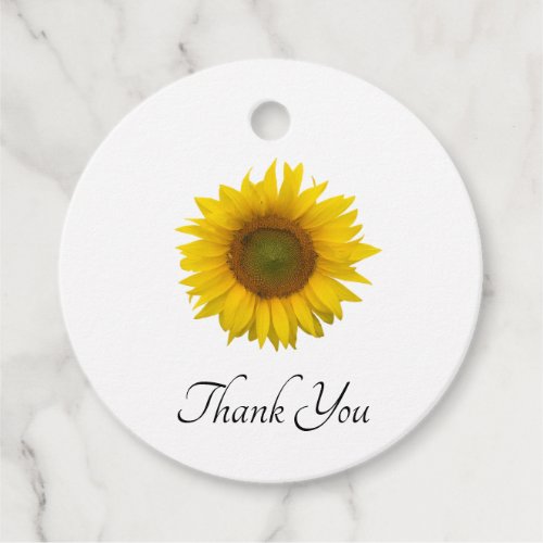 Yellow Sunflower Elegant Typography Thank You Favor Tags