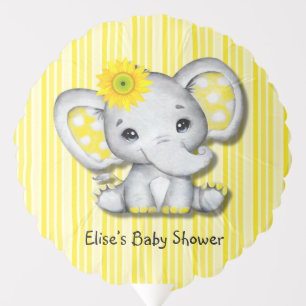 Yellow Sunflower Elephant Baby Shower Balloon