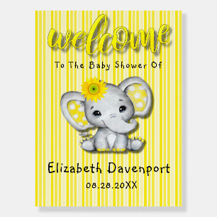 Yellow Sunflower Elephant Baby Shower Welcome Sign