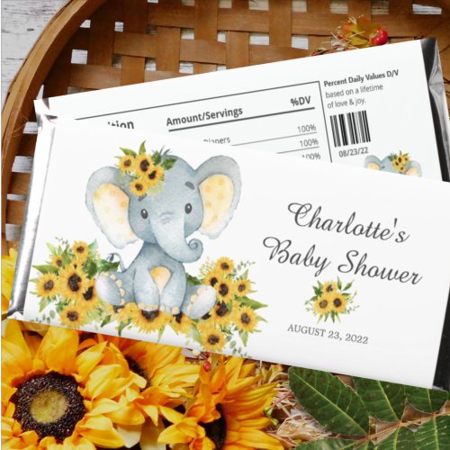 Yellow Sunflower Elephant Hershey Bar Favors