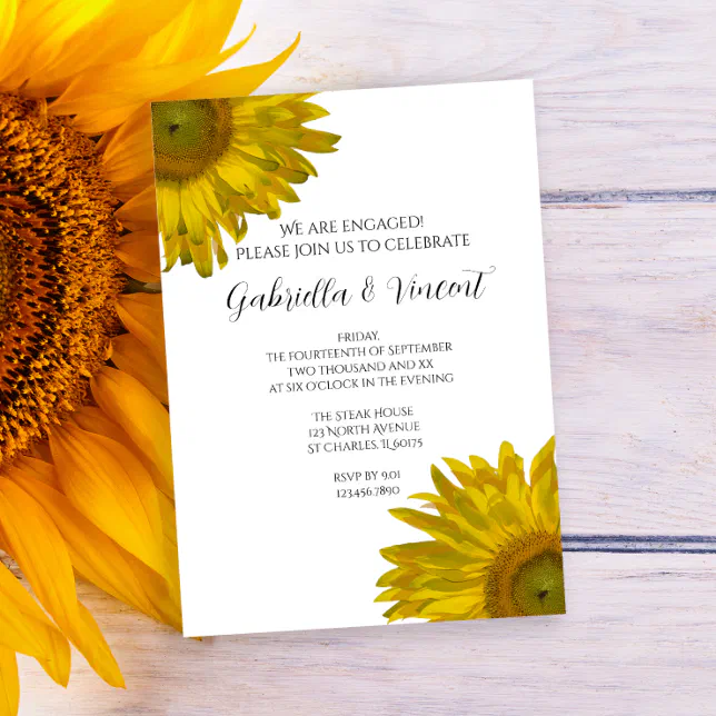 Yellow Sunflower Engagement Party Invitation | Zazzle