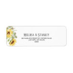 Yellow Sunflower Eucalyptus Wedding Return Address Label at Zazzle