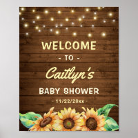Yellow Sunflower Fall Baby Shower Sprinkle Welcome Poster